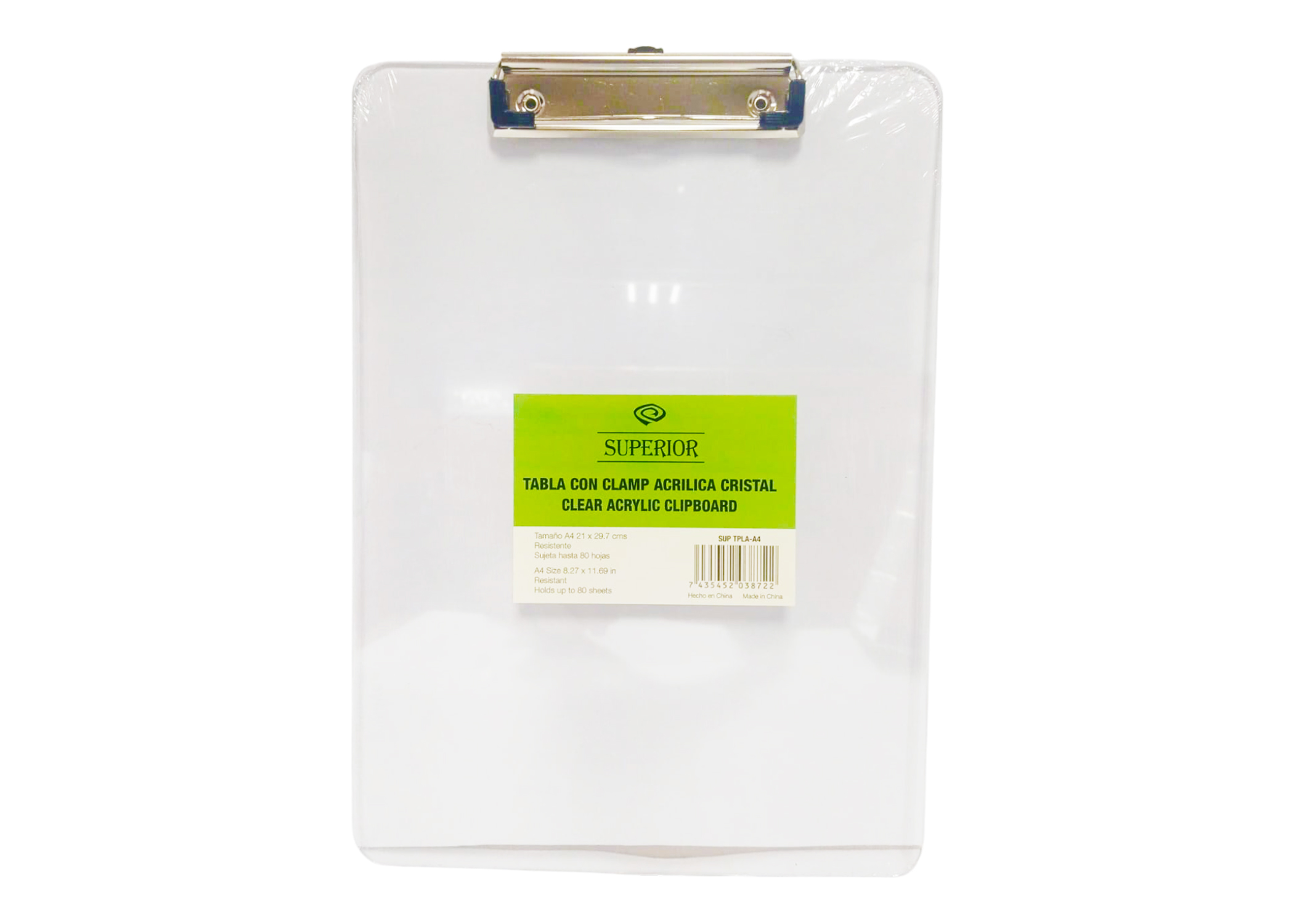 TABLA CON CLAMP PLASTICA A4 CRISTAL ACRILICA